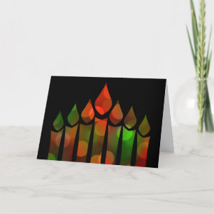 Happy Kwanzaa Bokeh Kinara Holiday Card