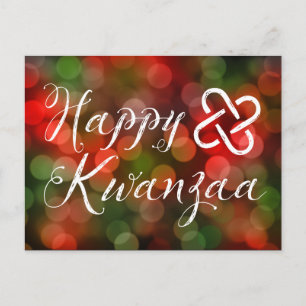 Happy Kwanzaa Bokeh Umoja Lights Postcard