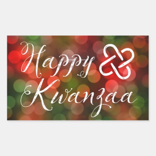 Happy Kwanzaa Bokeh Umoja Lights Rectangular Sticker
