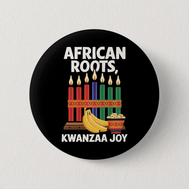 Happy Kwanzaa Candles Africa Holiday African Ameri Button (Front)