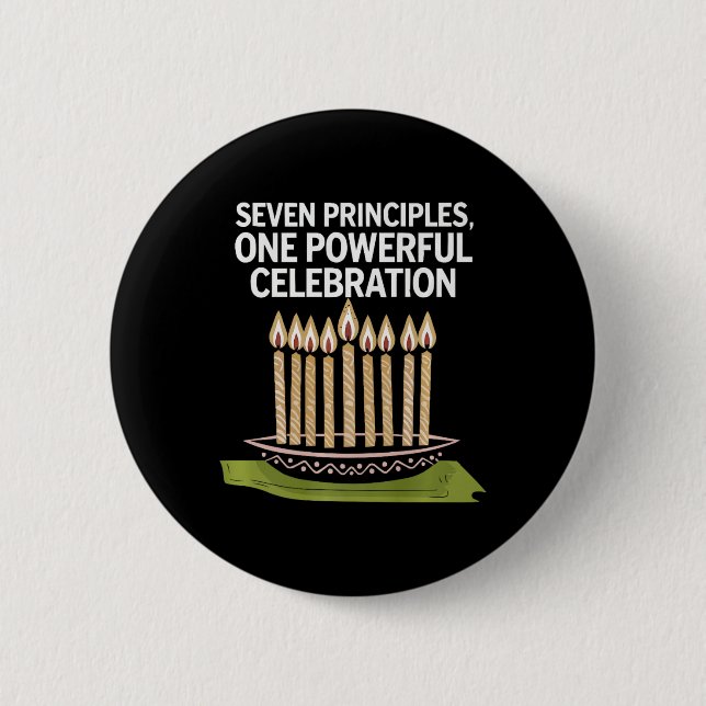Happy Kwanzaa Candles Africa Holiday African Ameri Button (Front)