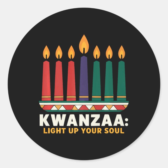 Happy Kwanzaa Candles Africa Holiday African Ameri Classic Round Sticker (Front)