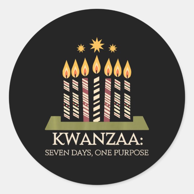Happy Kwanzaa Candles Africa Holiday African Ameri Classic Round Sticker (Front)