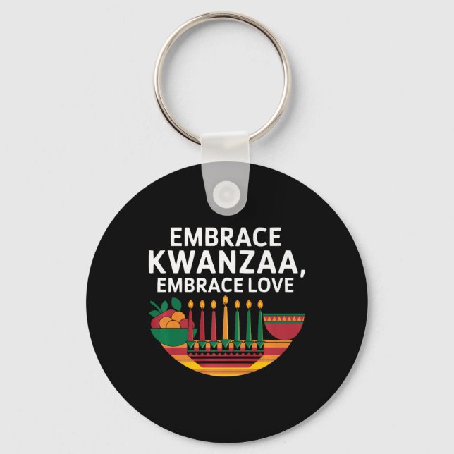 Happy Kwanzaa Candles Africa Holiday African Ameri Keychain (Front)
