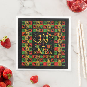 Happy Kwanzaa Candles Red Black Green Yellow Paper Dinner Napkins