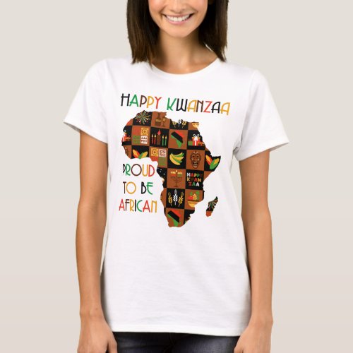 Happy Kwanzaa Celebration Shirt Africa Map Family T_Shirt