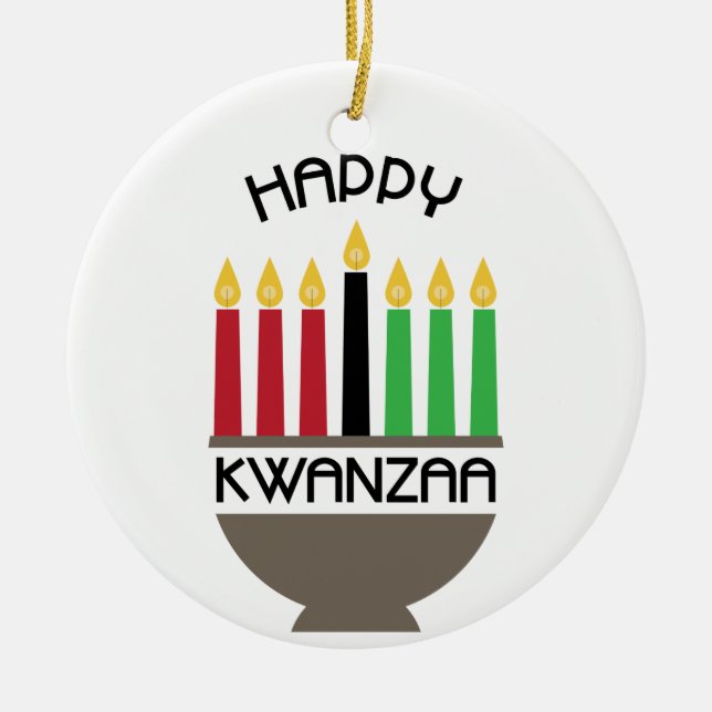 Happy Kwanzaa Ceramic Ornament (Front)