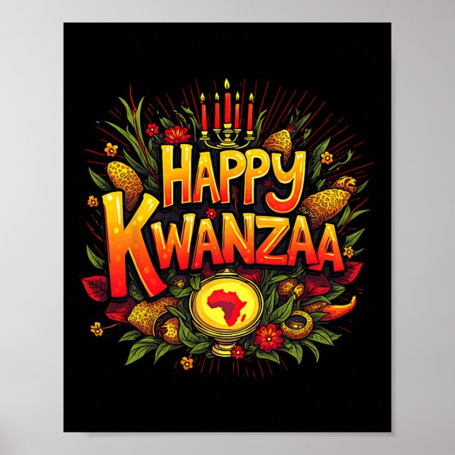 Happy Kwanzaa Christmas Afro-american Happy Kwanza Poster (Front)