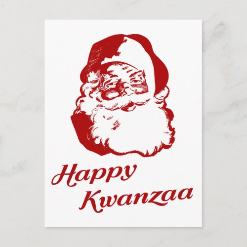 Happy Kwanzaa Christmas Santa Claus Holiday Postcard