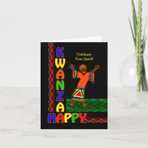 Happy Kwanzaa, Colorful Dancing Woman, Patterns Card