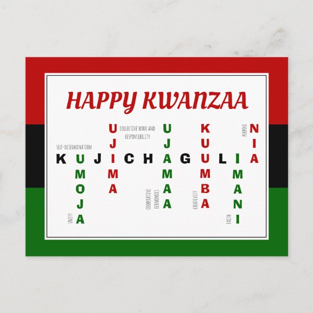 Happy Kwanzaa Crossword Holiday Postcard (Front)