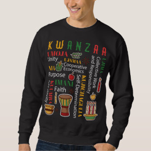 Happy Kwanzaa Drum Kinara Seven Candles Africa Cel Sweatshirt