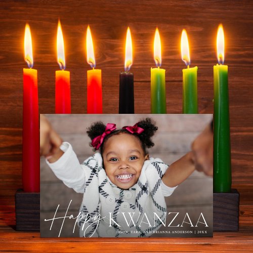 Happy Kwanzaa Elegant  Modern Holiday Photo Card