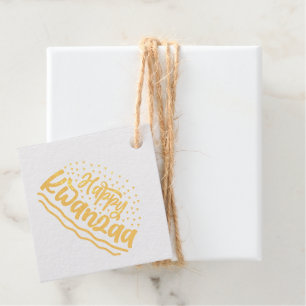 Happy Kwanzaa Gold Foil Favor Tags