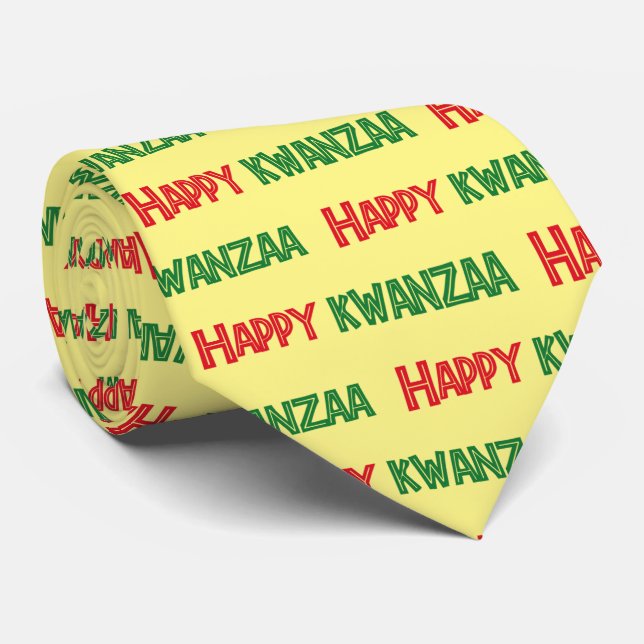 Happy Kwanzaa Greeting Neck Tie (Rolled)