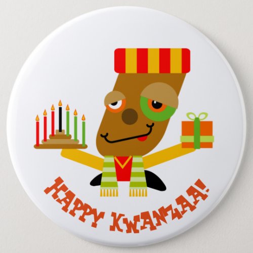 Happy Kwanzaa Kawaii Cartoon Button