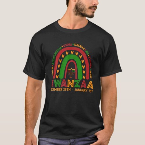 Happy Kwanzaa Kinara Candles 7 Principles Celebrat T_Shirt