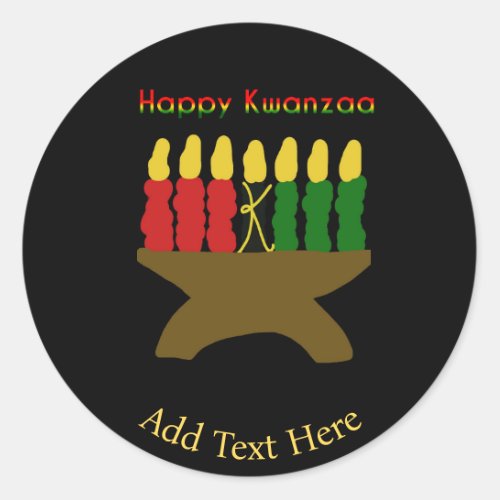 Happy Kwanzaa Kinara Classic Round Sticker