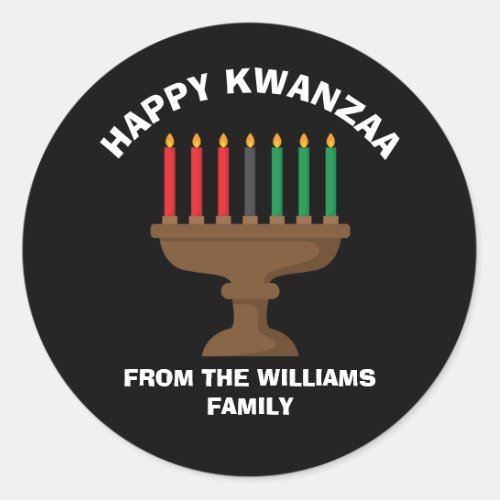Happy Kwanzaa Kinara Custom Red Black Green Family Classic Round Sticker