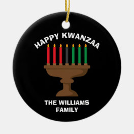 Happy Kwanzaa Kinara Custom Red Black Green Gift Ceramic Ornament