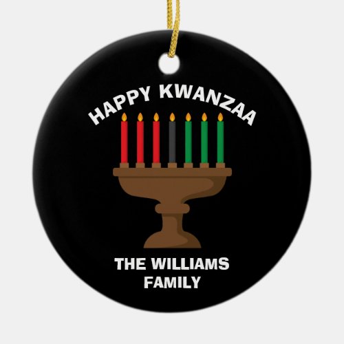 Happy Kwanzaa Kinara Custom Red Black Green Gift Ceramic Ornament