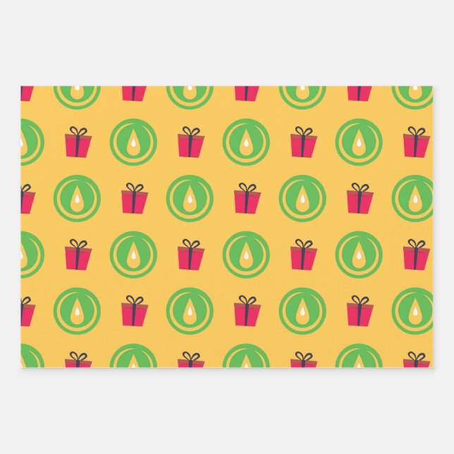 Happy Kwanzaa Kinara Menorah Seven Holiday Pattern Wrapping Paper Sheets (Front)