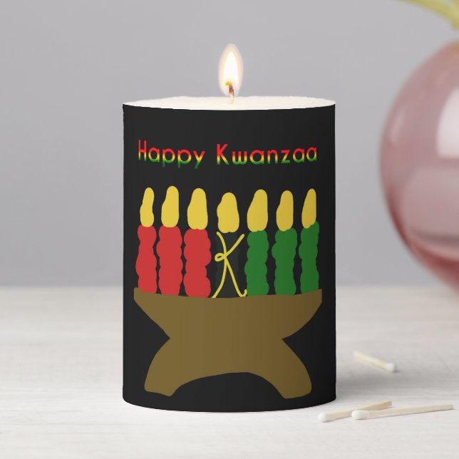 Happy Kwanzaa Kinara Pillar Candle (In Situ)