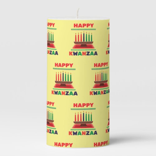 Happy Kwanzaa Kinara Pillar Candle