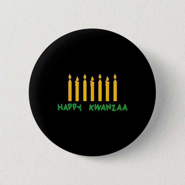 Happy Kwanzaa Kinara Seven Candles Principles Of K Button (Front)