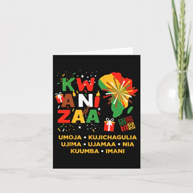 Happy Kwanzaa Kinara Seven Candles Principles Of K Card (Front)