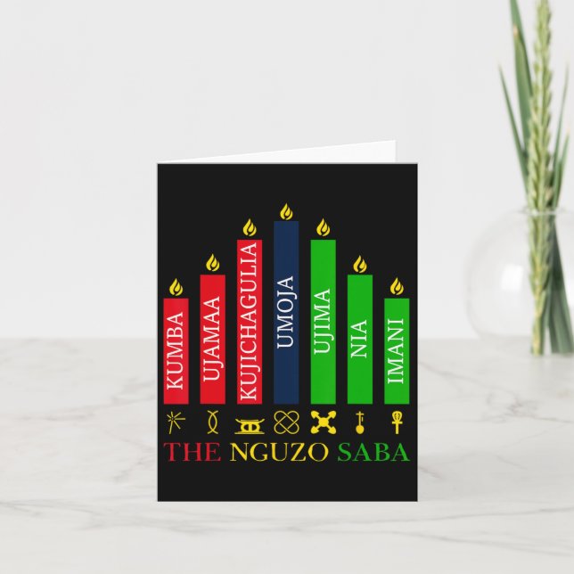 Happy Kwanzaa Kinara Seven Candles Principles Of K Card (Front)