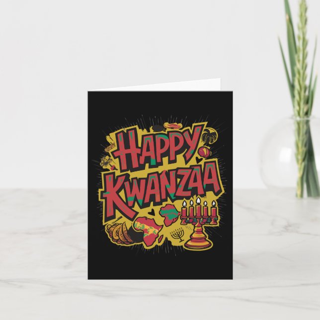 Happy Kwanzaa Kinara Seven Candles Principles Of K Card (Front)