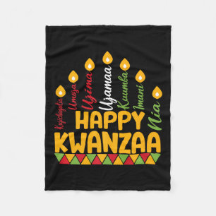 Happy Kwanzaa Kinara Seven Candles Principles Of K Fleece Blanket