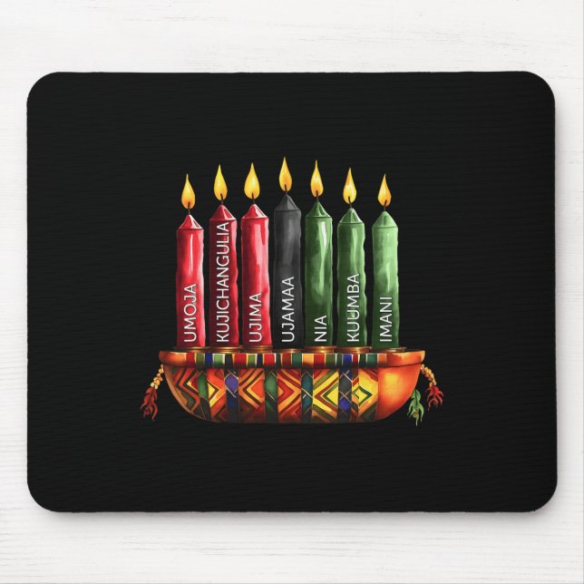 Happy Kwanzaa Kinara Seven Candles Principles Of K Mouse Pad (Front)