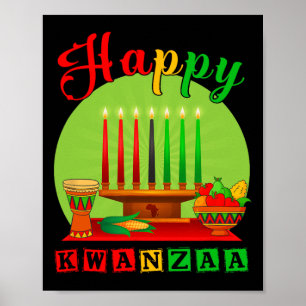 Happy Kwanzaa Kinara Seven Candles Principles Of K Poster