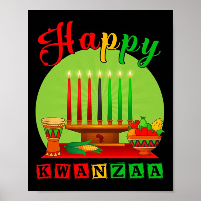 Happy Kwanzaa Kinara Seven Candles Principles Of K Poster (Front)