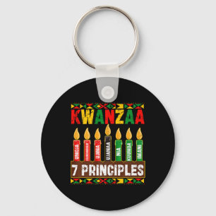 Happy Kwanzaa Kinara Seven Principles Candles Pan Keychain