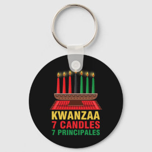 Happy Kwanzaa Kinara Seven Principles Candles Pan Keychain