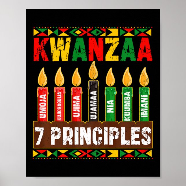Happy Kwanzaa Kinara Seven Principles Candles Pan  Poster (Front)