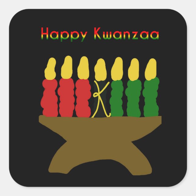 Happy Kwanzaa Kinara Square Sticker (Front)