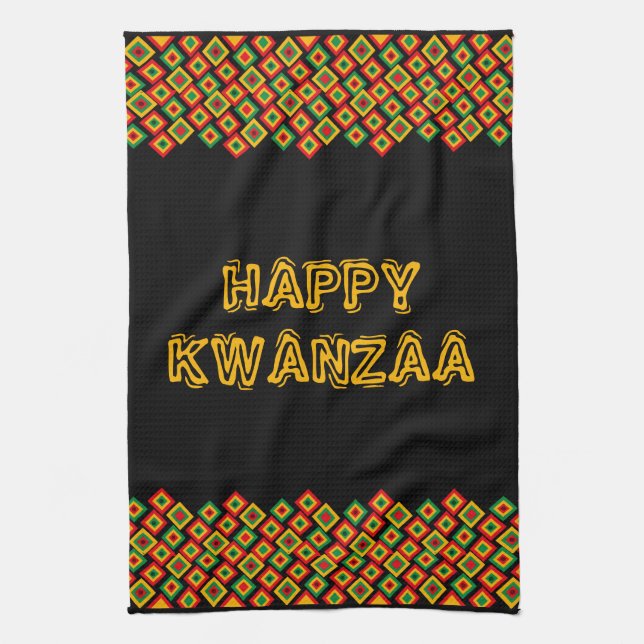 Happy Kwanzaa Kitchen Towel (Vertical)