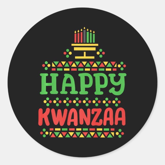 Happy Kwanzaa Merry Christmas African American Men Classic Round Sticker (Front)
