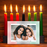 Happy Kwanzaa Modern Grid Pattern Photo Card<br><div class="desc">This playful and modern Kwanzaa photo card features a petite grid pattern in white, red, black, and green with a single horizontal photo. The greeting on the front says "Happy Kwanzaa". On the reverse side you will find the same grid pattern that is on the front of the card, which...</div>