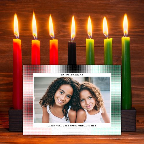 Happy Kwanzaa Modern Grid Pattern Photo Card