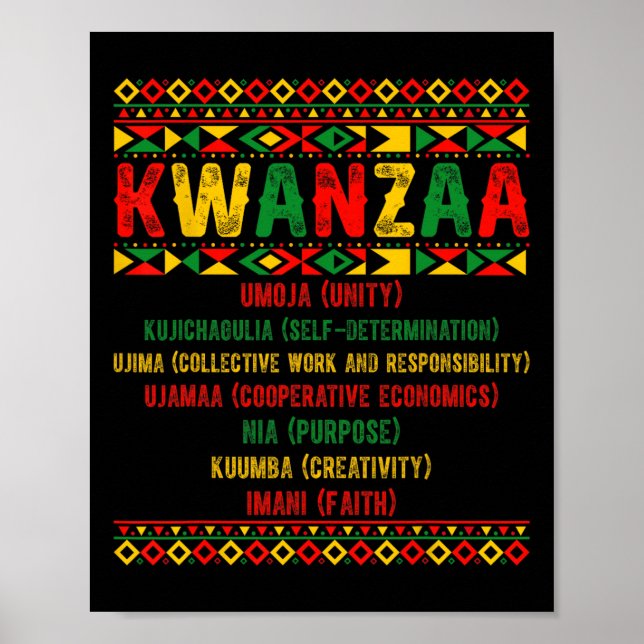 Happy Kwanzaa Pajama Kinara Principles Candles Pan Poster (Front)