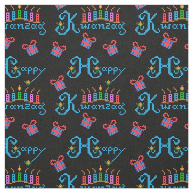Happy Kwanzaa Patterns Fabric (Swatch)