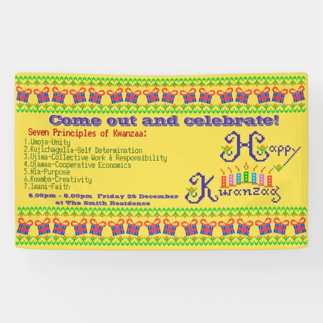 Happy Kwanzaa Personalized Banner (Horizontal)