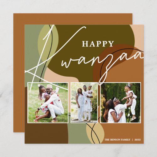 Happy Kwanzaa Photo 3 Collage Holiday Card