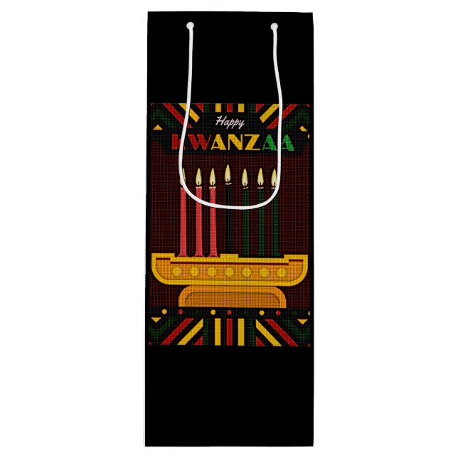 Happy Kwanzaa PopArt Wine Gift Bag (Front)
