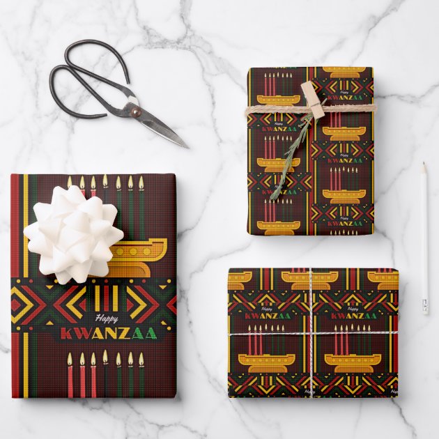 Happy Kwanzaa PopArt Wrapping Paper Sheets | Zazzle